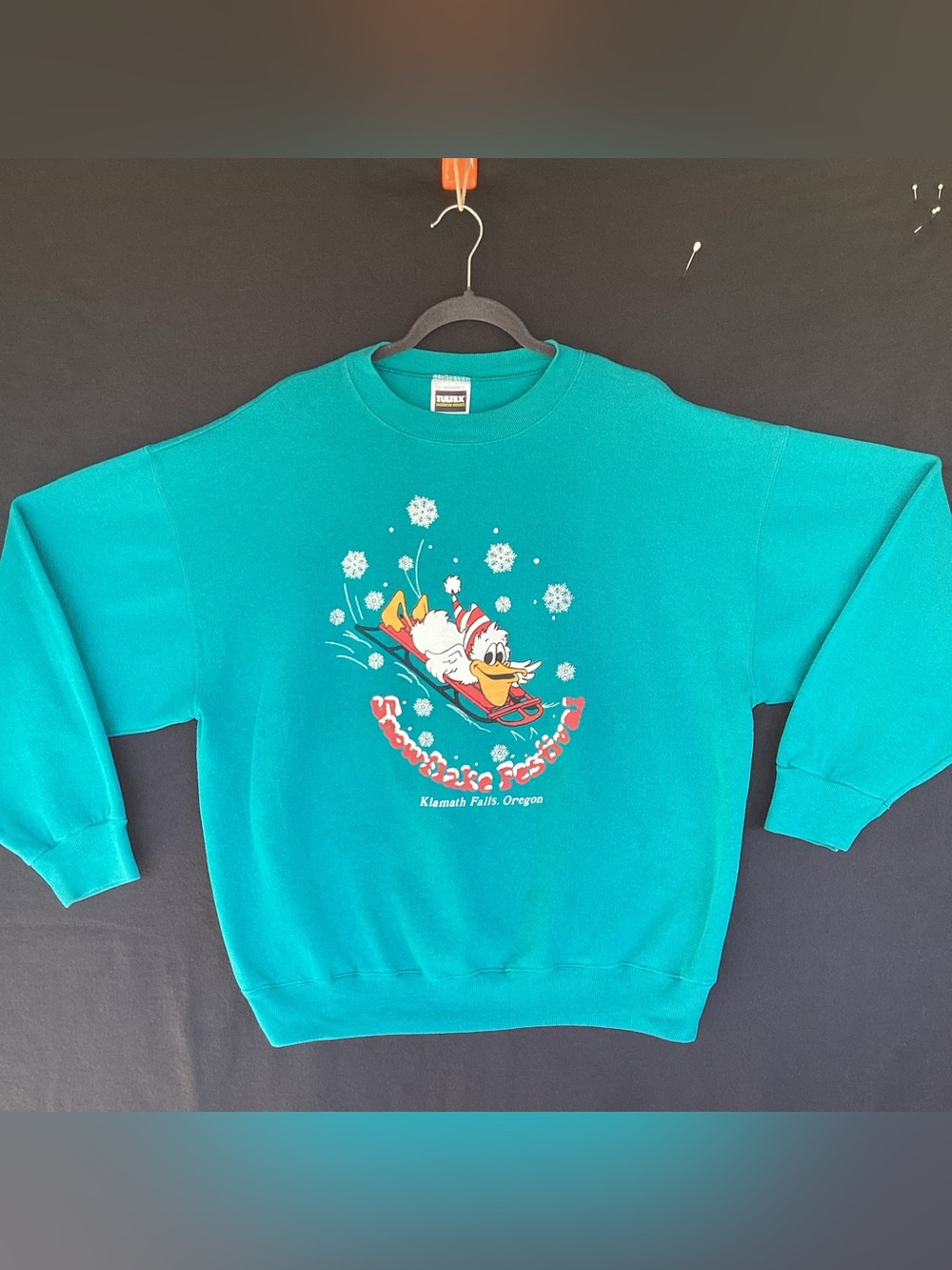 Vintage Tultex Snowflake Festival crewneck sweatshirt ugly Christmas sweater USA
